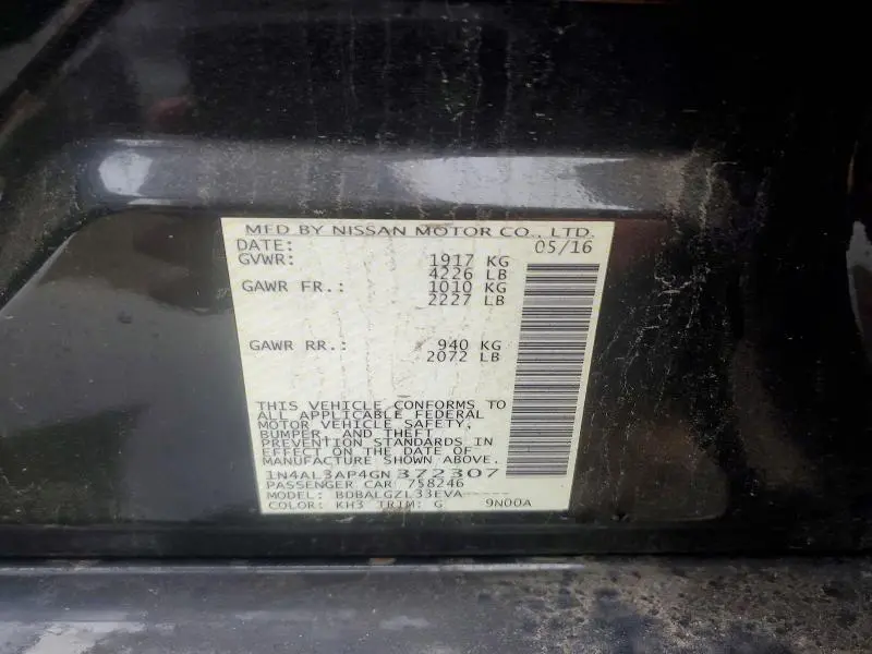2016 NISSAN ALTIMA 2.5 S  