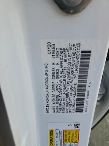 2020 HONDA ACCORD EX  