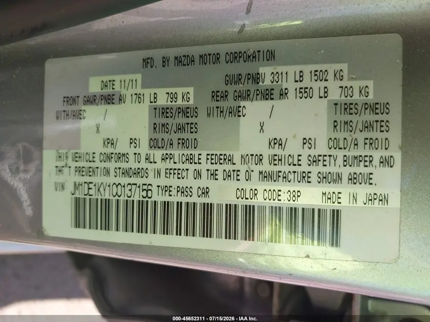 2012 MAZDA MAZDA2 SPORT