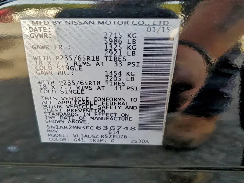 2015 NISSAN PATHFINDER S  