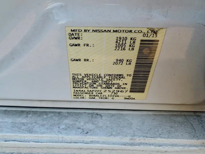 2015 NISSAN ALTIMA 2.5  