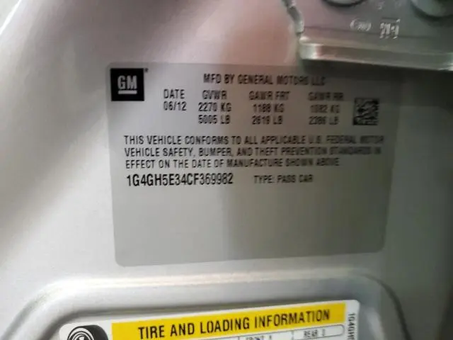 2012 BUICK LACROSSE PREMIUM  