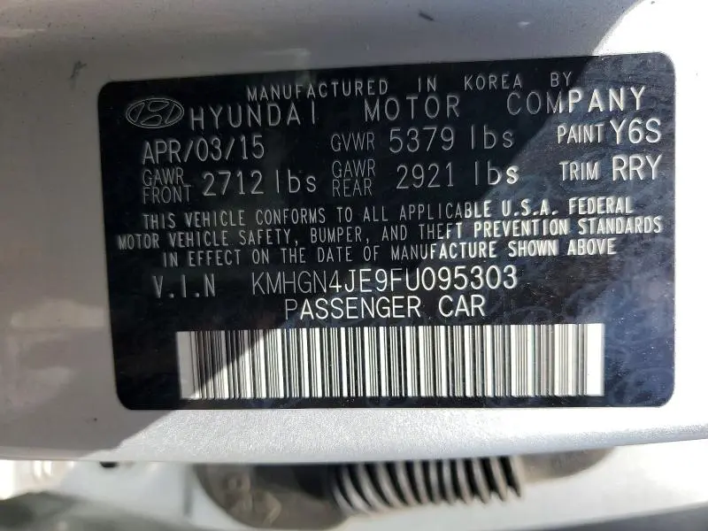 2015 HYUNDAI GENESIS 3.8L  