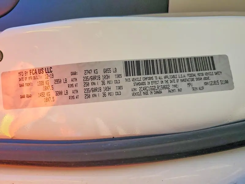 2020 CHRYSLER PACIFICA LIMITED  