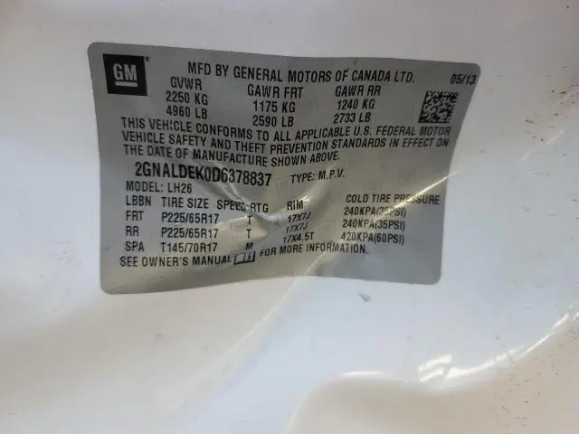 2013 CHEVROLET EQUINOX LT  