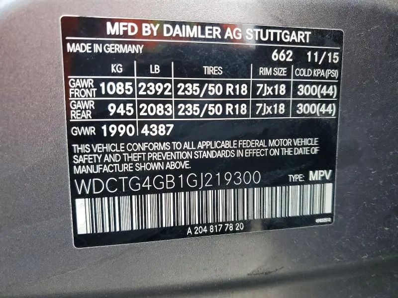 2016 MERCEDES-BENZ GLA 250 4MATIC  