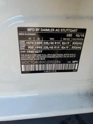 2016 MERCEDES-BENZ GLA 250  