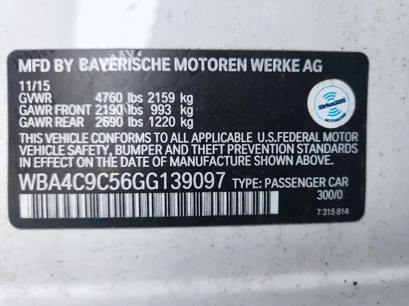 2016 BMW 428 XI GRAN COUPE SULEV  