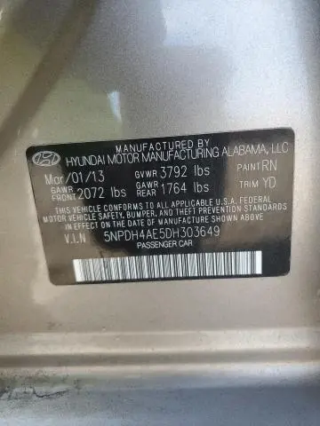 2013 HYUNDAI ELANTRA GLS  