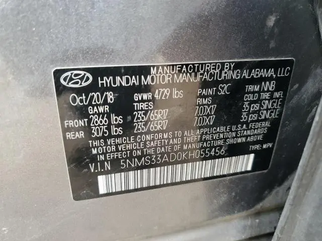 2019 HYUNDAI SANTA FE SEL  