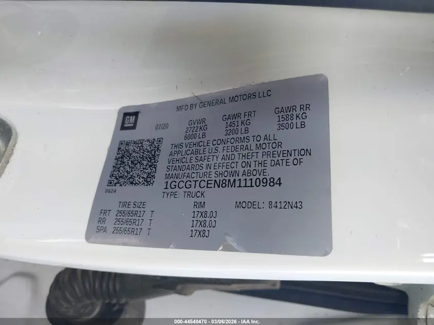 2021 CHEVROLET COLORADO 4WD  SHORT BOX LT