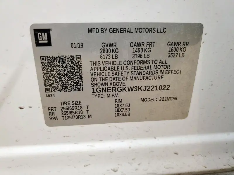 2019 CHEVROLET TRAVERSE LT  