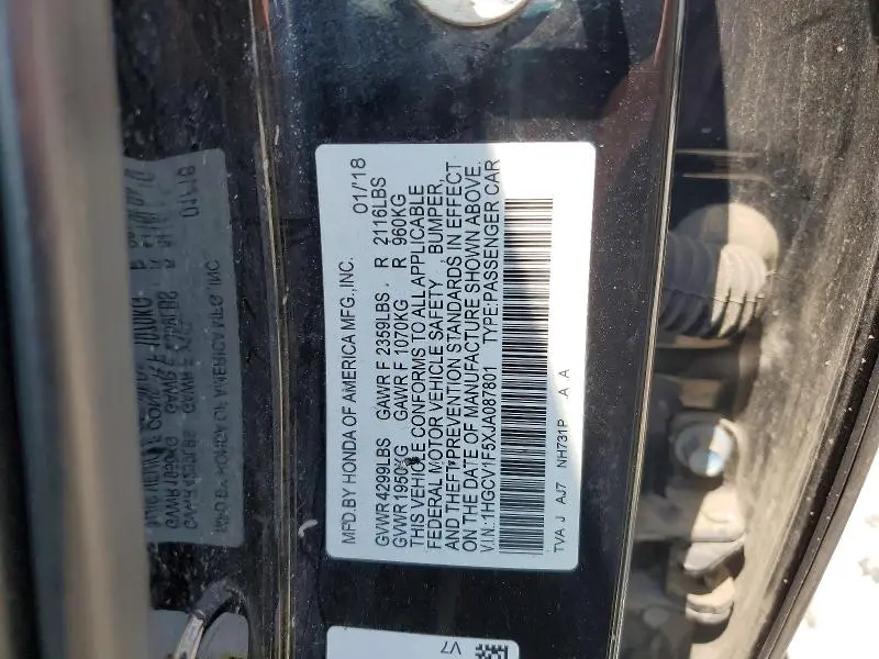 2018 HONDA ACCORD EXL  