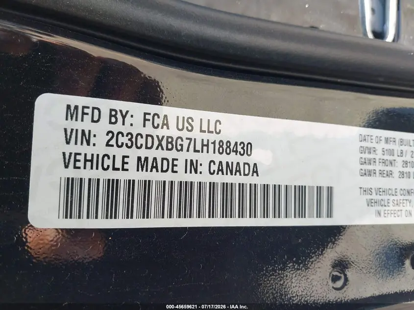 2020 DODGE CHARGER SXT RWD