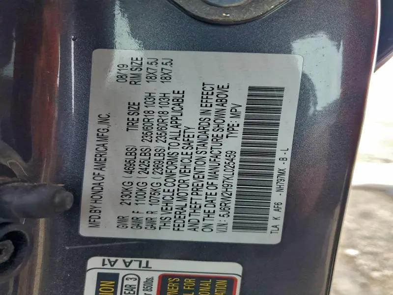 2019 HONDA CR-V TOURING  