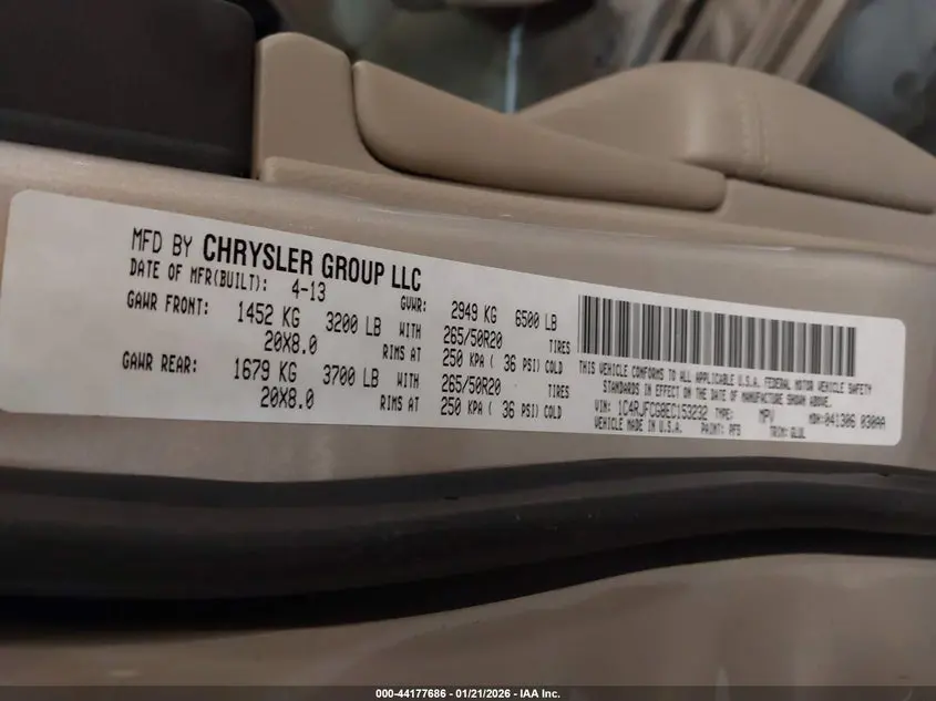 2014 JEEP GRAND CHEROKEE OVERLAND