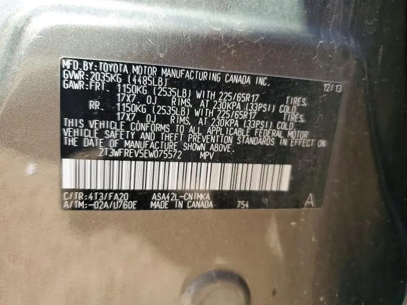 2014 TOYOTA RAV4 XLE  