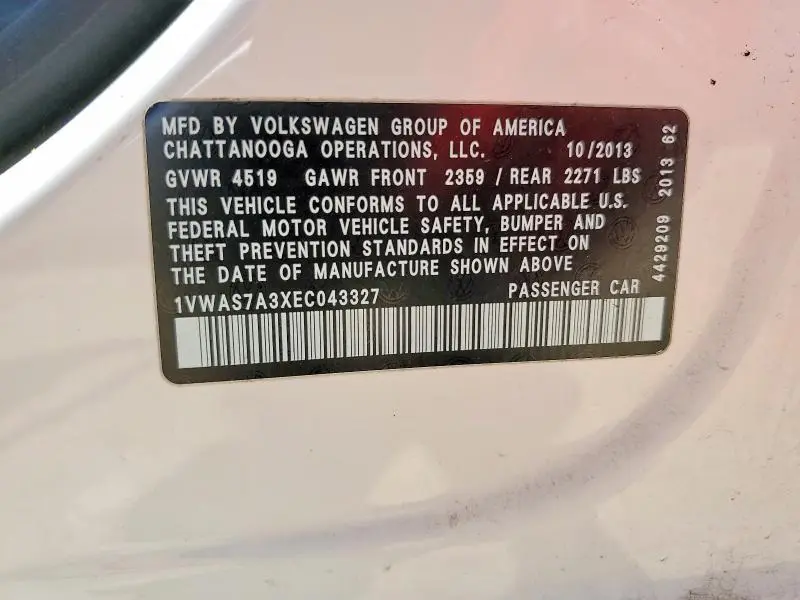 2014 VOLKSWAGEN PASSAT S  