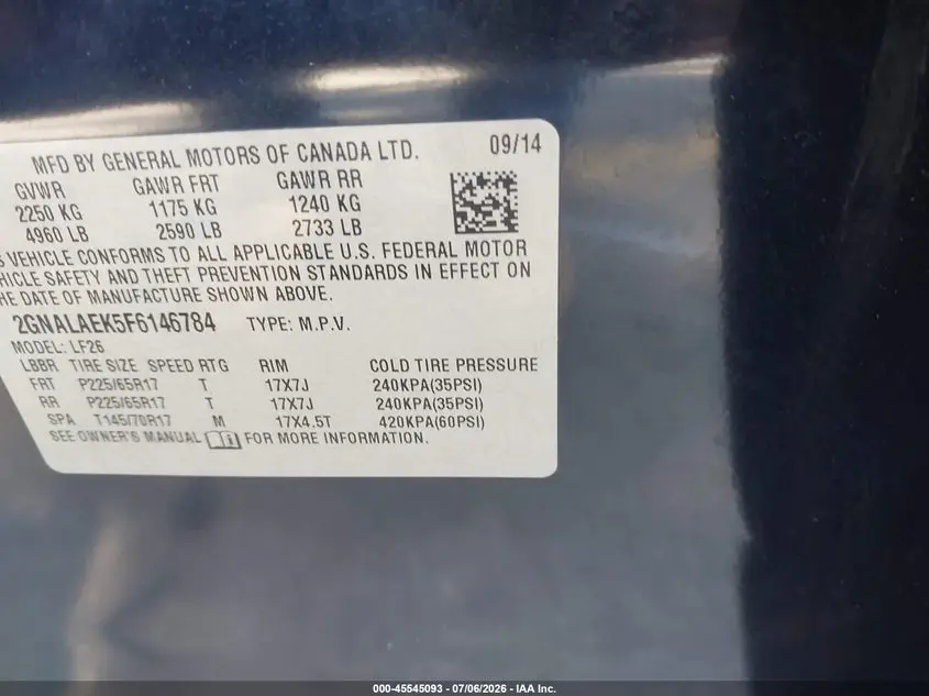 2015 CHEVROLET EQUINOX LS