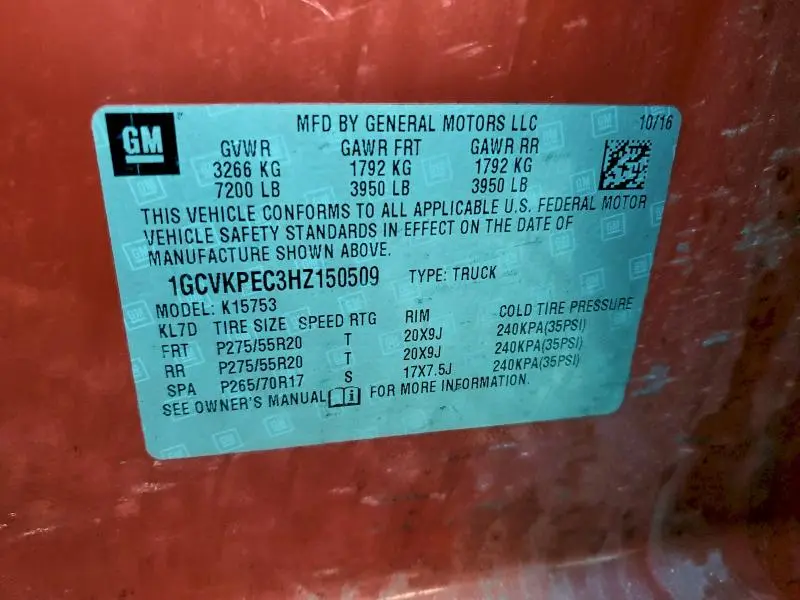 2017 CHEVROLET SILVERADO K1500 CUSTOM  