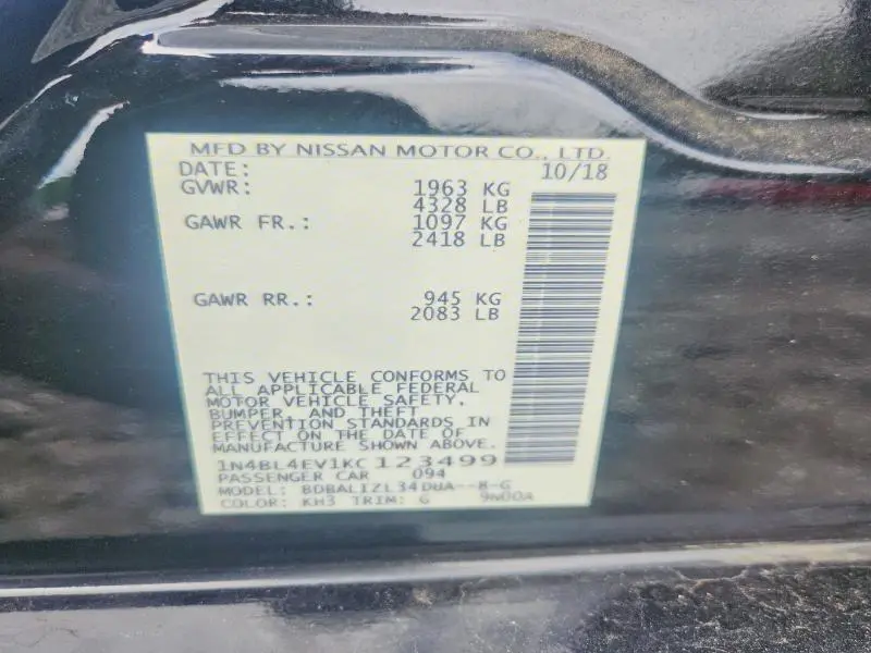 2019 NISSAN ALTIMA SL  