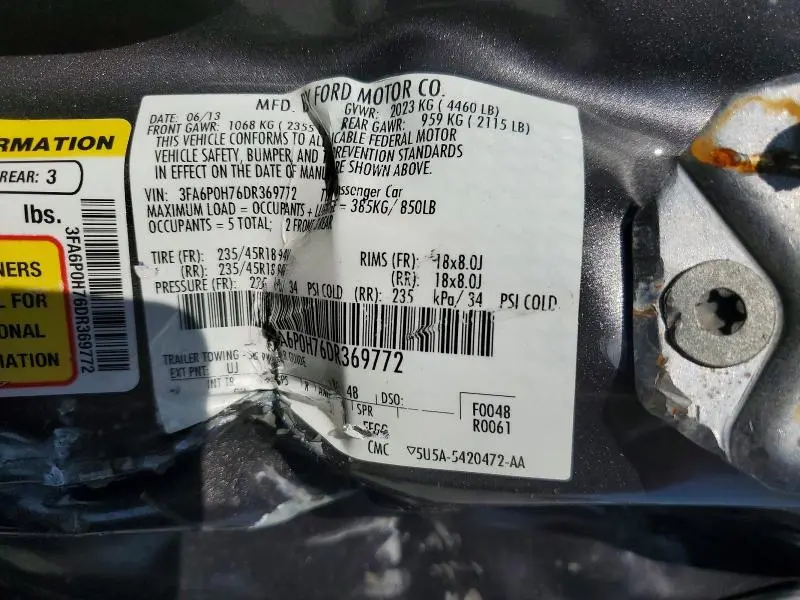 2013 FORD FUSION SE  