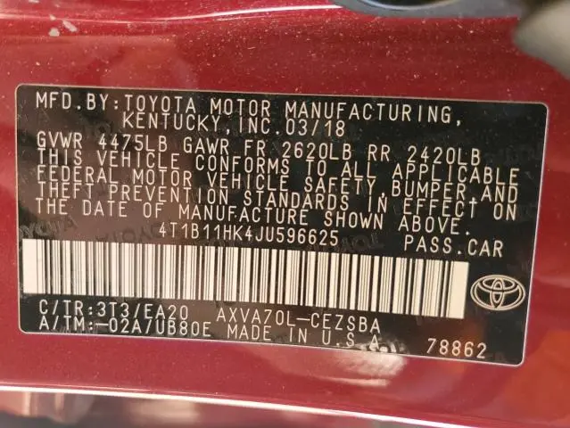 2018 TOYOTA CAMRY L  