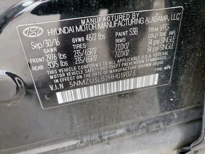 2017 HYUNDAI SANTA FE SPORT   
