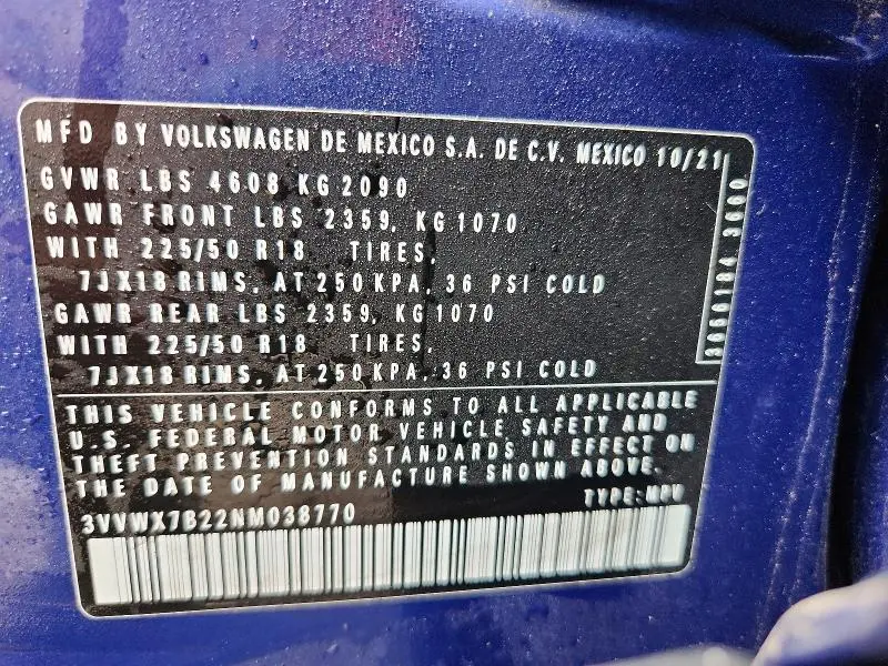 2022 VOLKSWAGEN TAOS SE  