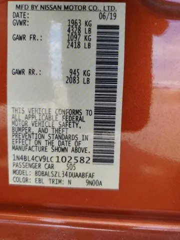 2020 NISSAN ALTIMA SR  