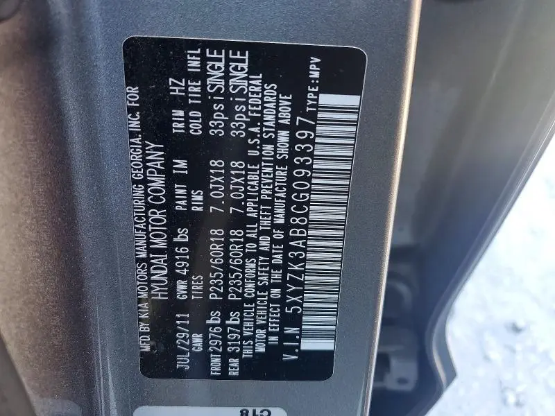 2012 HYUNDAI SANTA FE LIMITED  