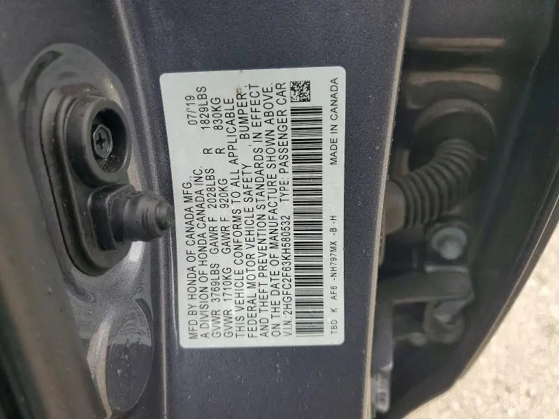 2019 HONDA CIVIC LX  