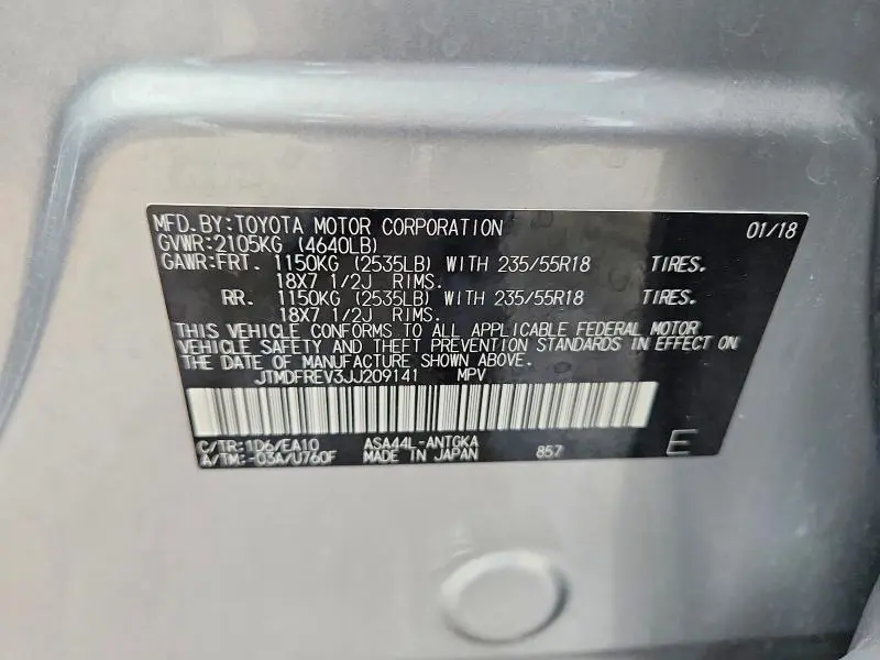 2018 TOYOTA RAV4 LIMITED  