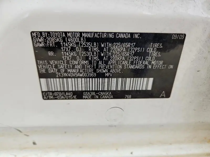 2010 TOYOTA RAV4 LIMITED  