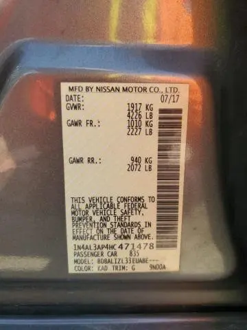 2017 NISSAN ALTIMA 2.5  