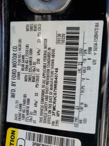 2021 FORD BRONCO SPORT OUTER BANKS  