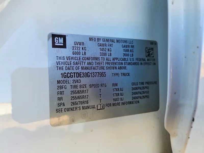 2016 CHEVROLET COLORADO Z71  