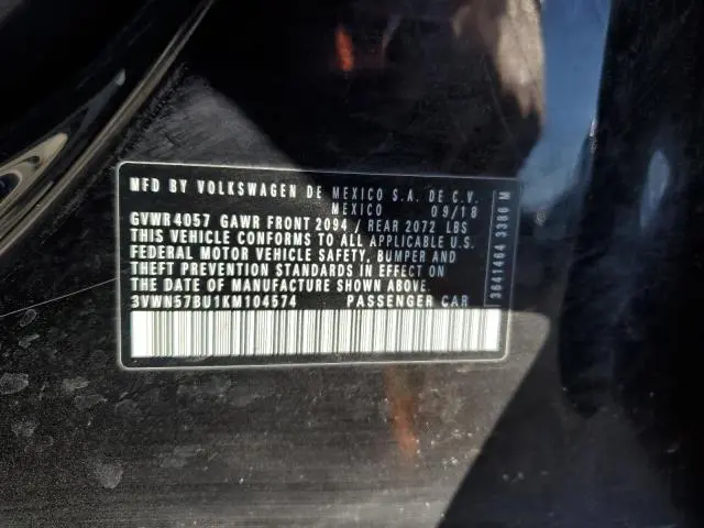 2019 VOLKSWAGEN JETTA S  