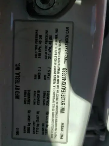 2019 TESLA MODEL 3   