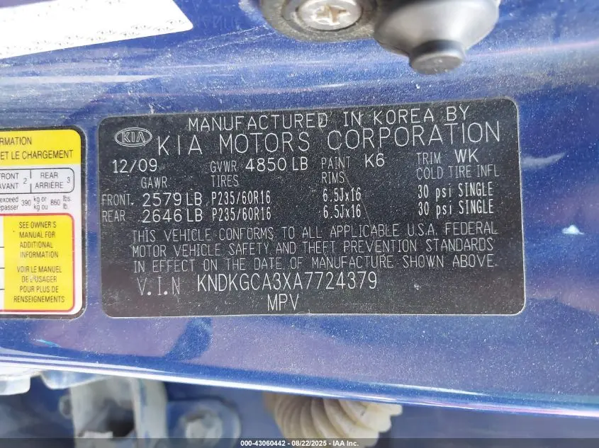 2010 KIA SPORTAGE LX V6