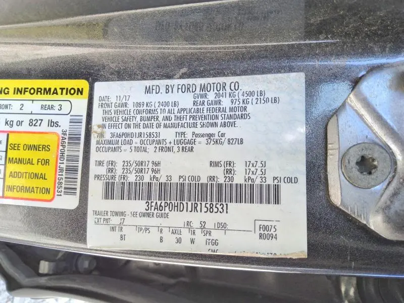 2018 FORD FUSION SE  