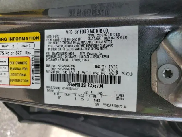 2017 FORD FUSION SE HYBRID  