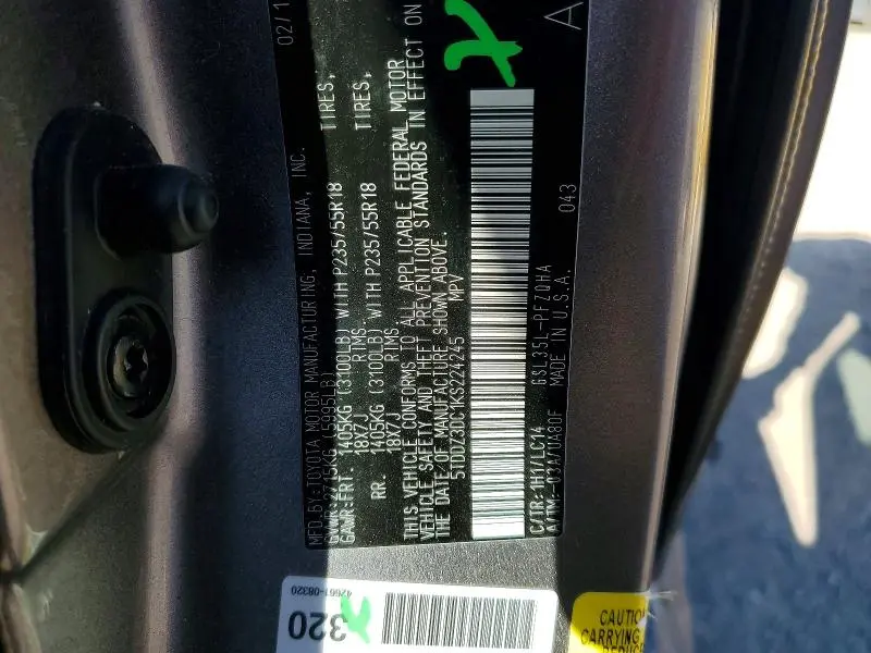 2019 TOYOTA SIENNA XLE PREMIUM 7-PASSENGER  