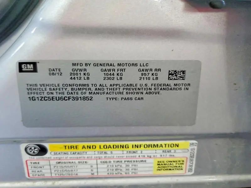 2012 CHEVROLET MALIBU 1LT  