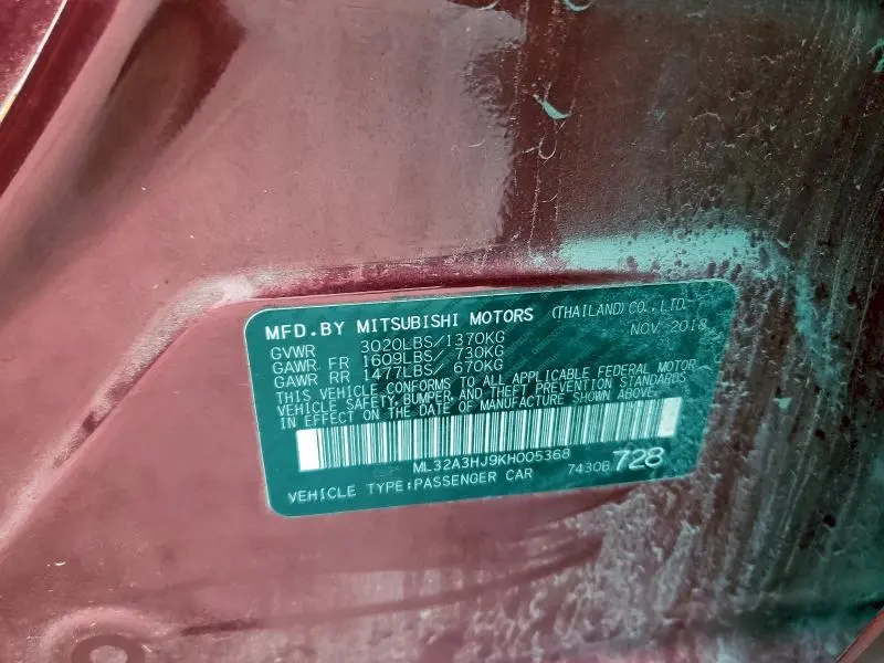 2019 MITSUBISHI MIRAGE ES  