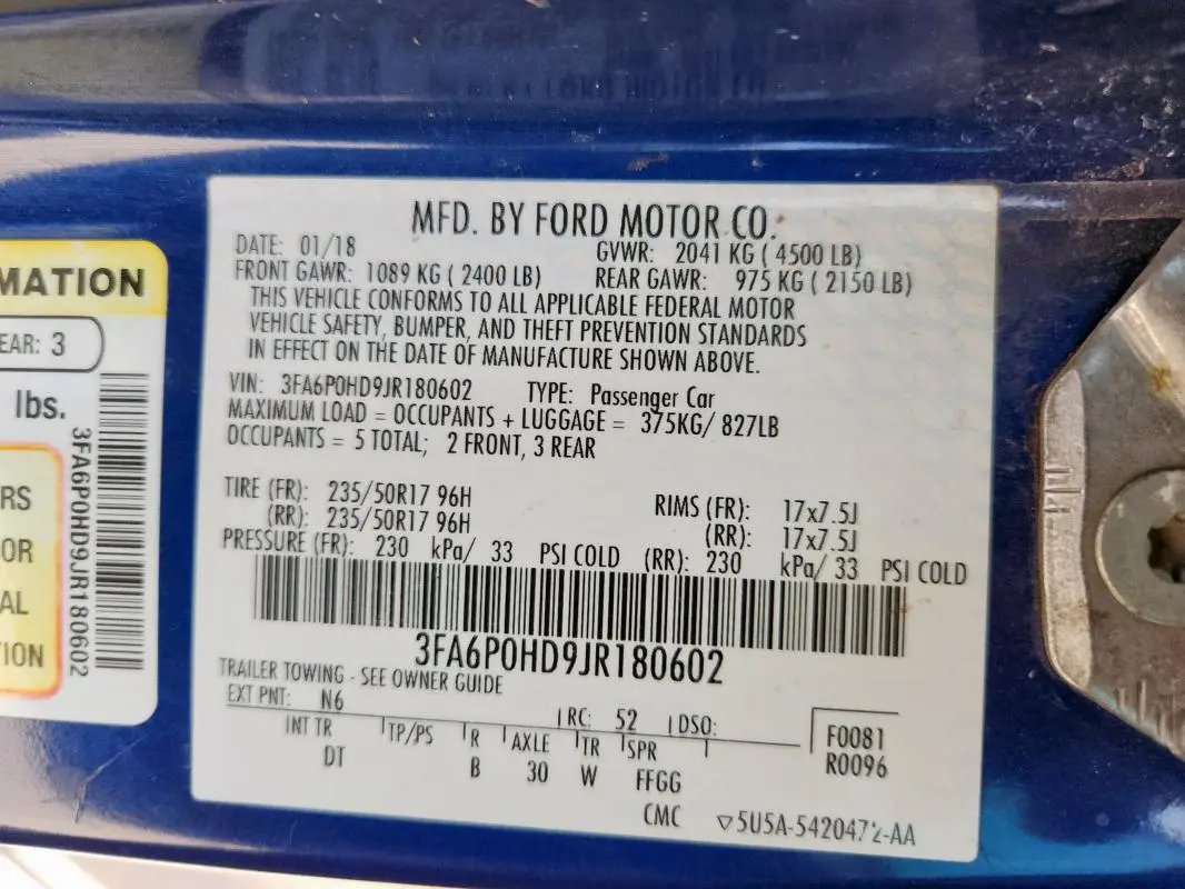 2018 FORD FUSION SE  