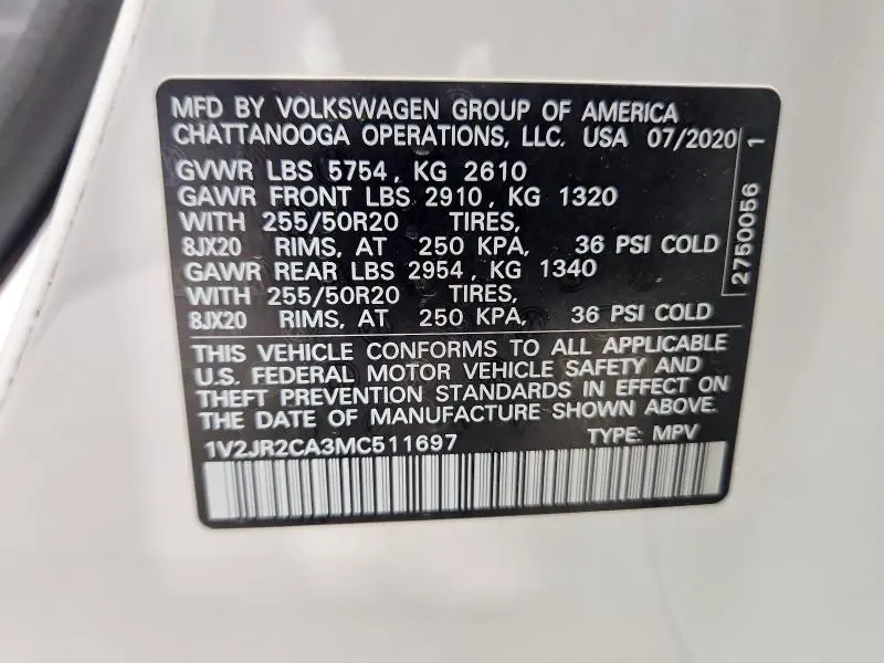 2021 VOLKSWAGEN ATLAS SE  