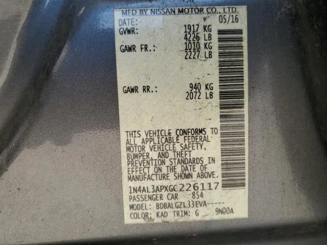 2016 NISSAN ALTIMA 2.5  