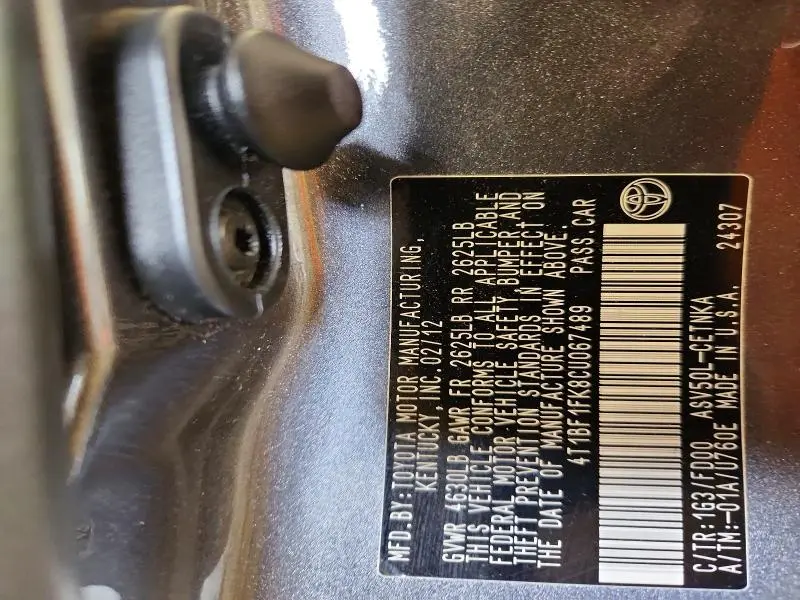 2012 TOYOTA CAMRY LE  