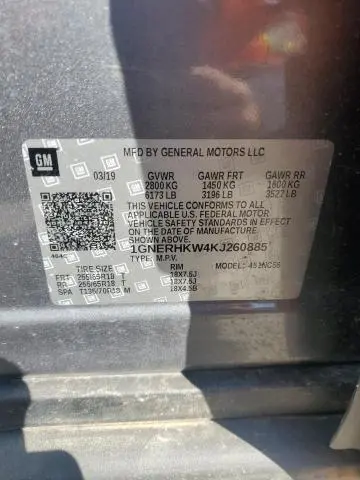 2019 CHEVROLET TRAVERSE LT  